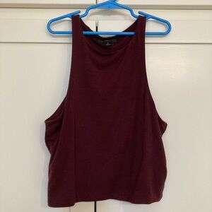 J. Crew dark red cutaway cropped tank top